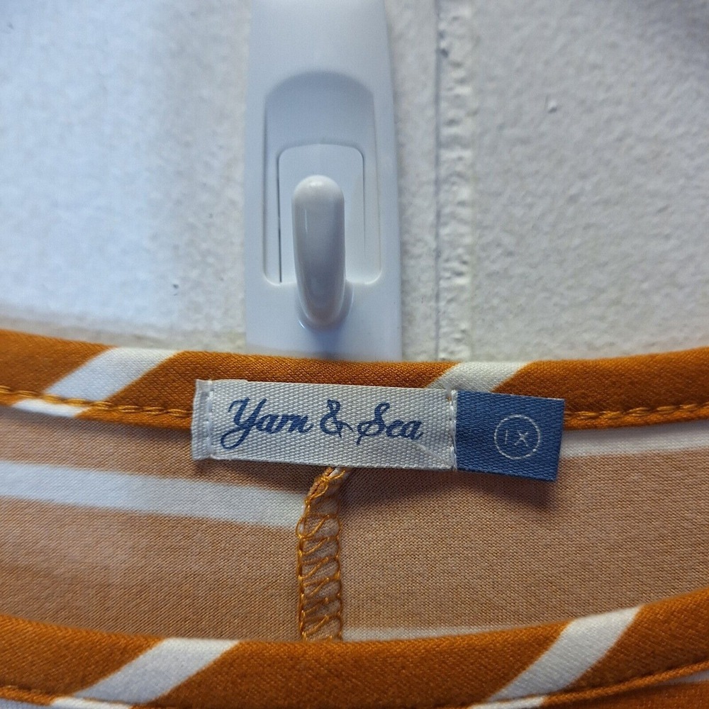 Yarn & Sea Women's Dress Size 1X Rust White Striped Stretch‎ 3/4 Sleeves - Picture 3 of 7